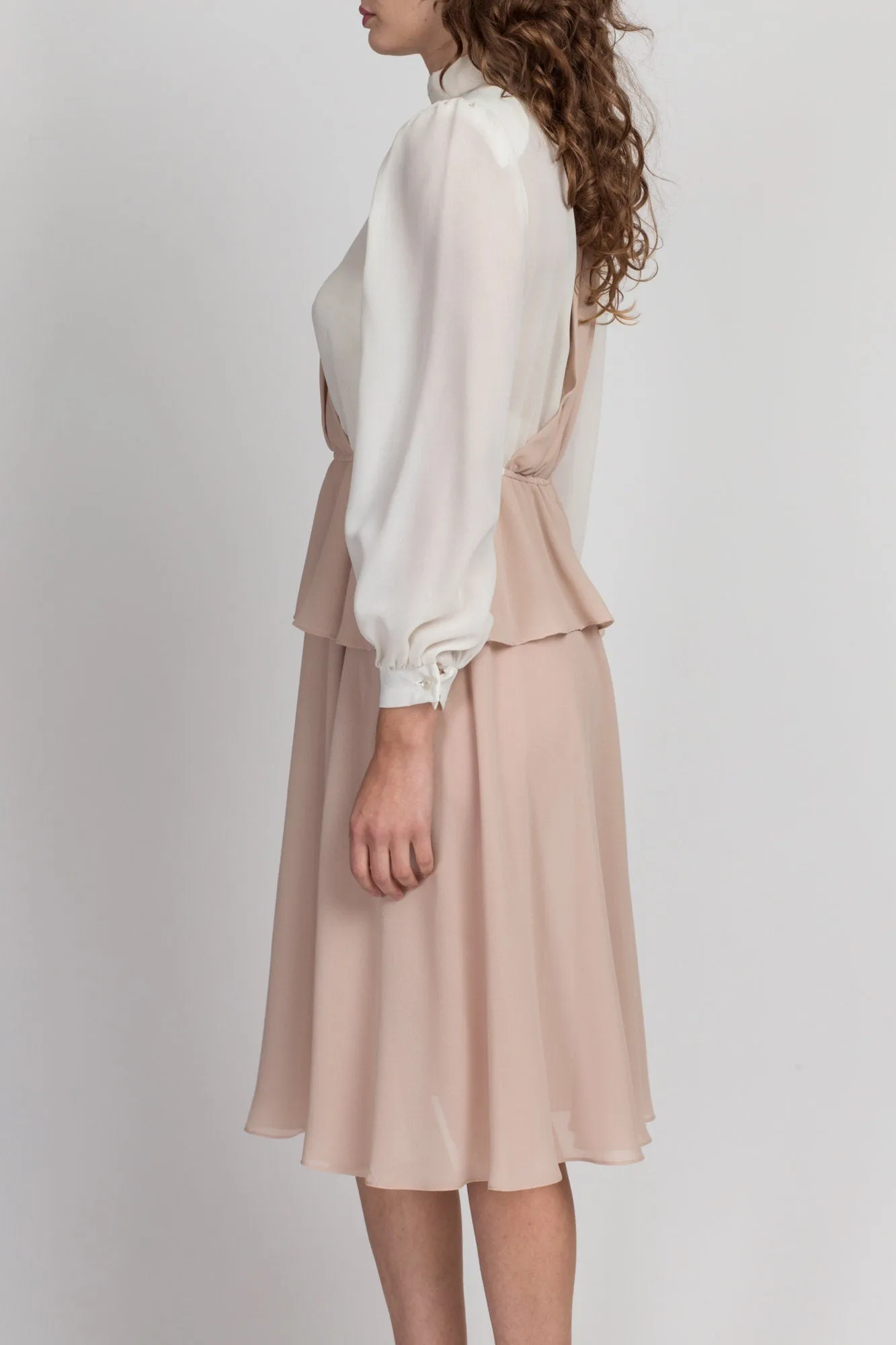70s Two Tone Draped Dress - Small
