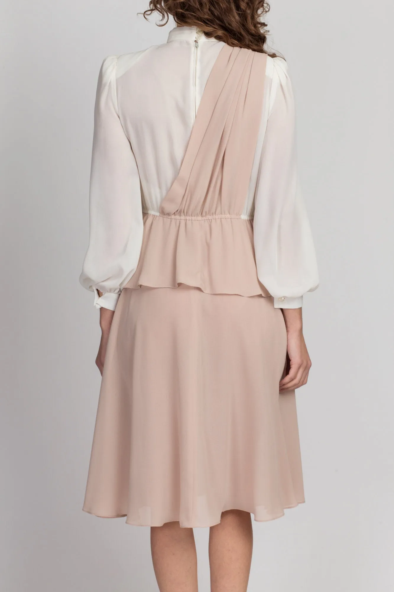 70s Two Tone Draped Dress - Small