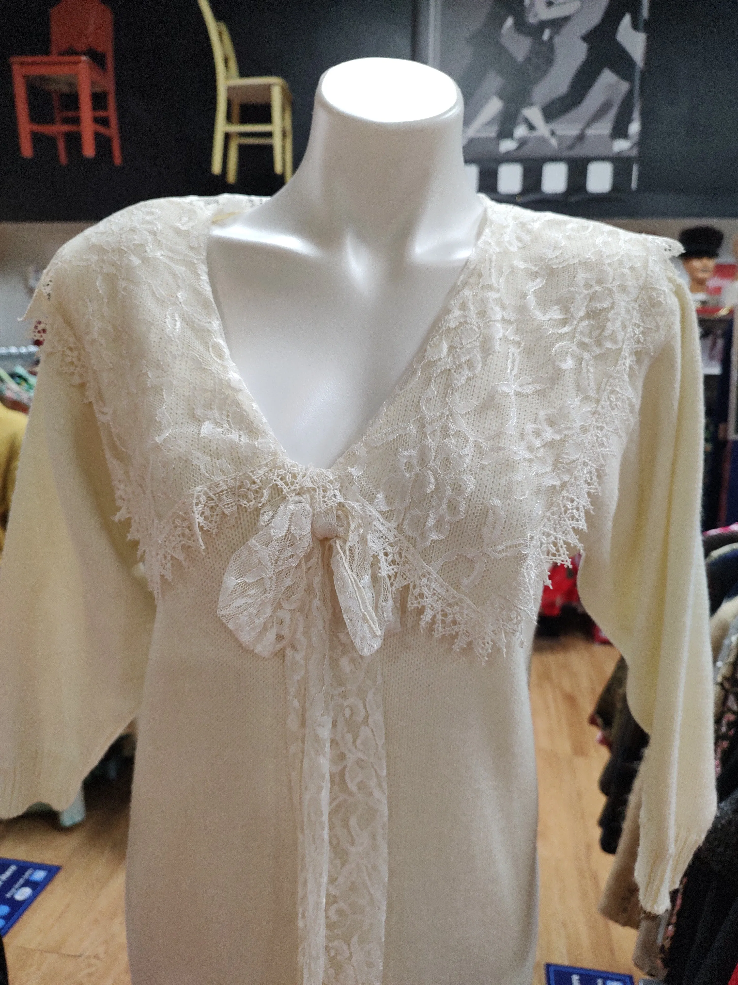 '80s midi sweater dress with lace collar by My Michelle