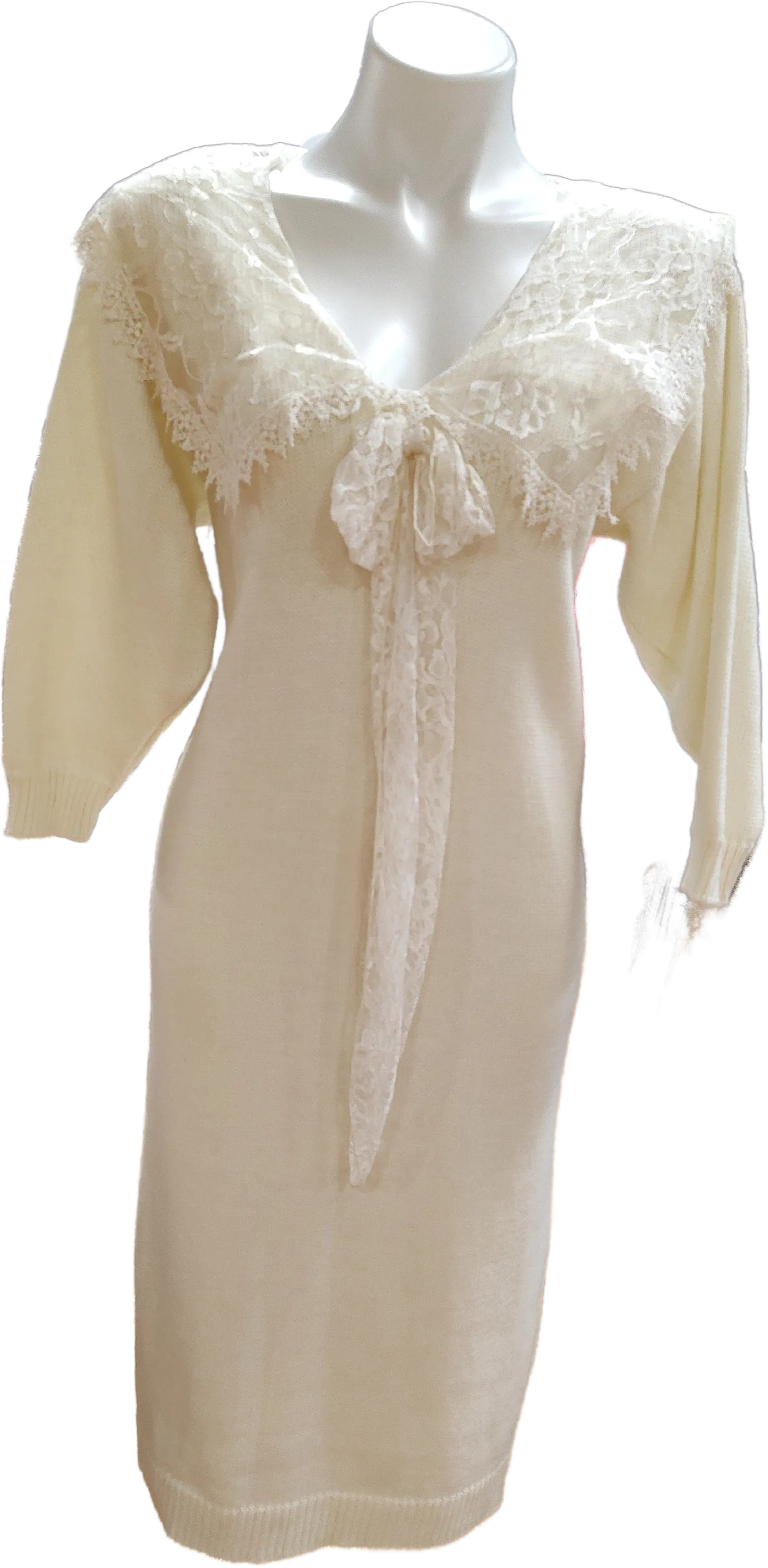 '80s midi sweater dress with lace collar by My Michelle