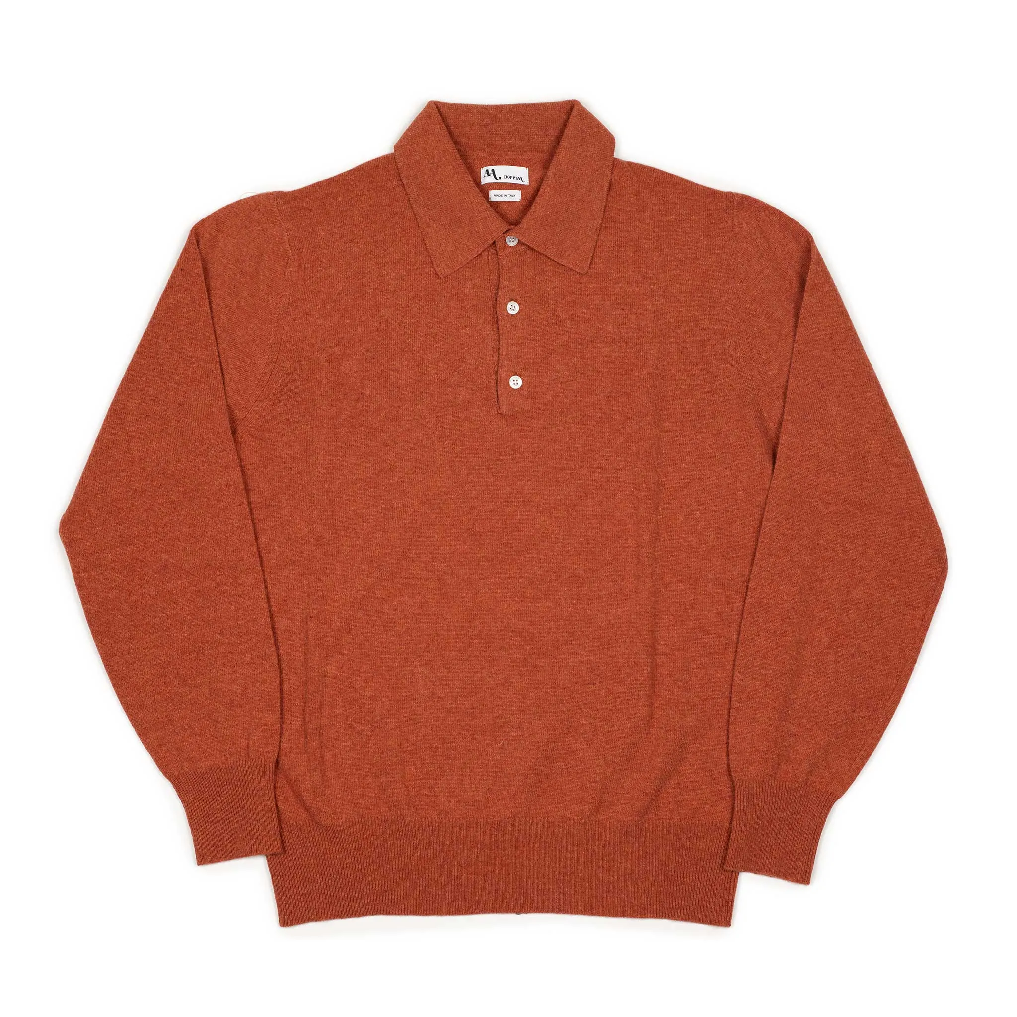 Aaric classic polo sweater in orange wool mix