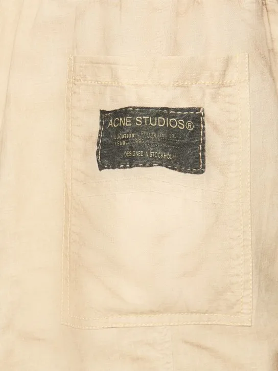 Acne Studios   Wide linen &amp; cotton cargo pants 