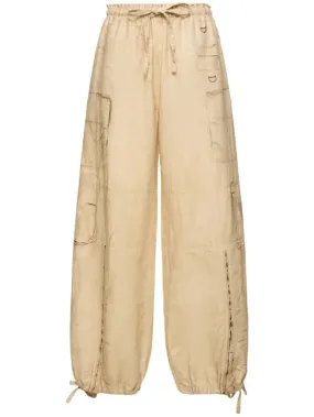 Acne Studios   Wide linen &amp; cotton cargo pants 