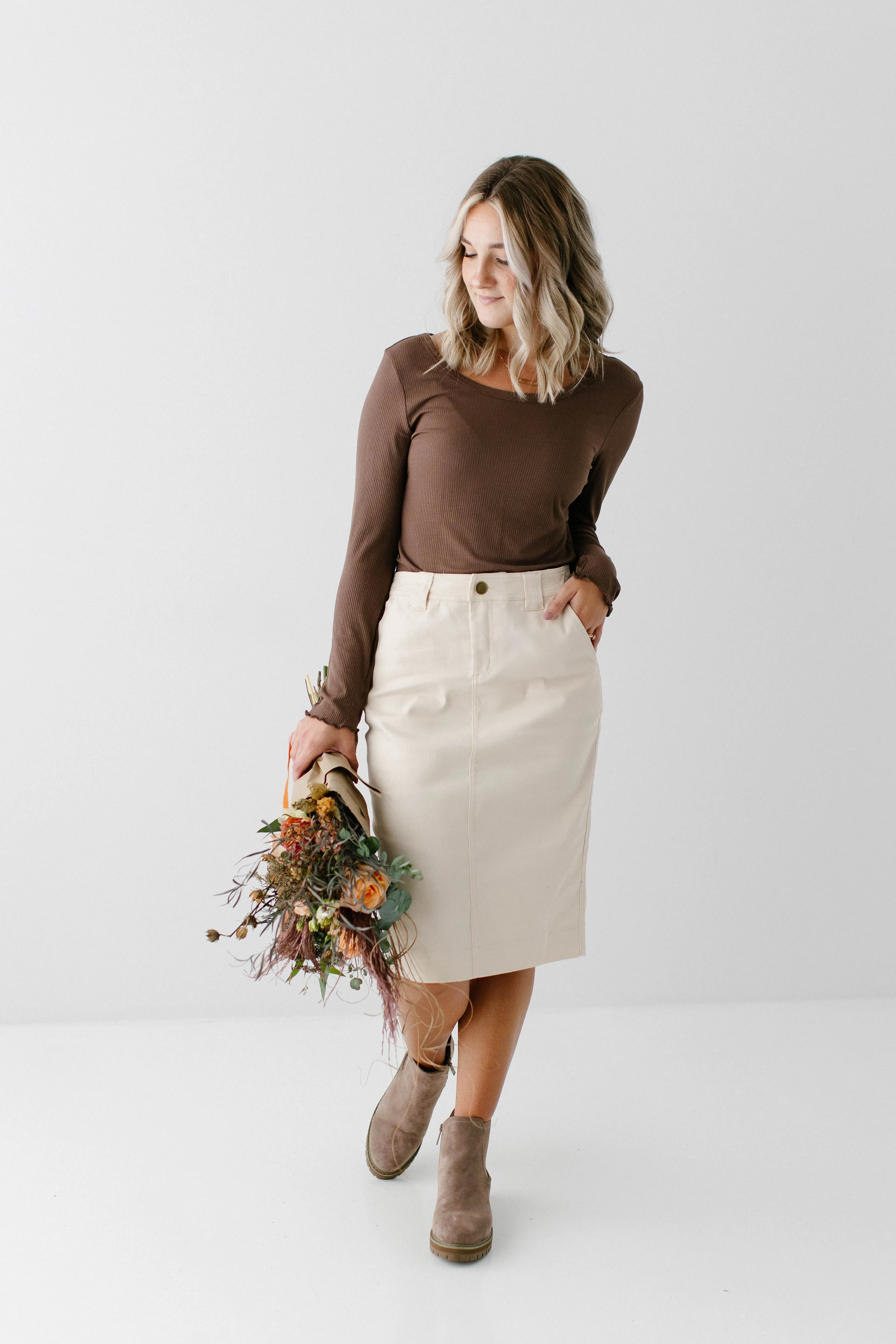 'Adrian' Classic Denim Midi Skirt