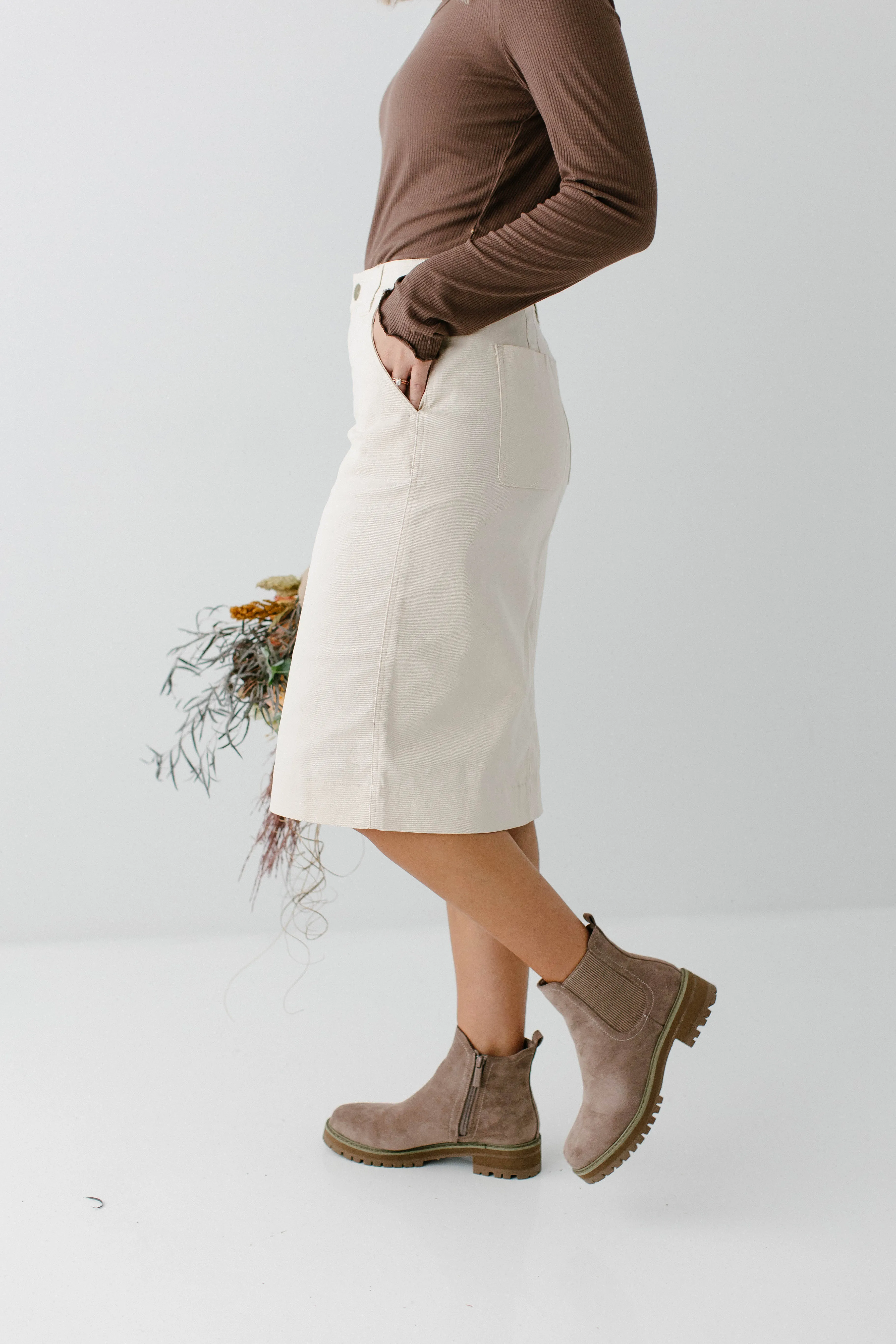 'Adrian' Classic Denim Midi Skirt