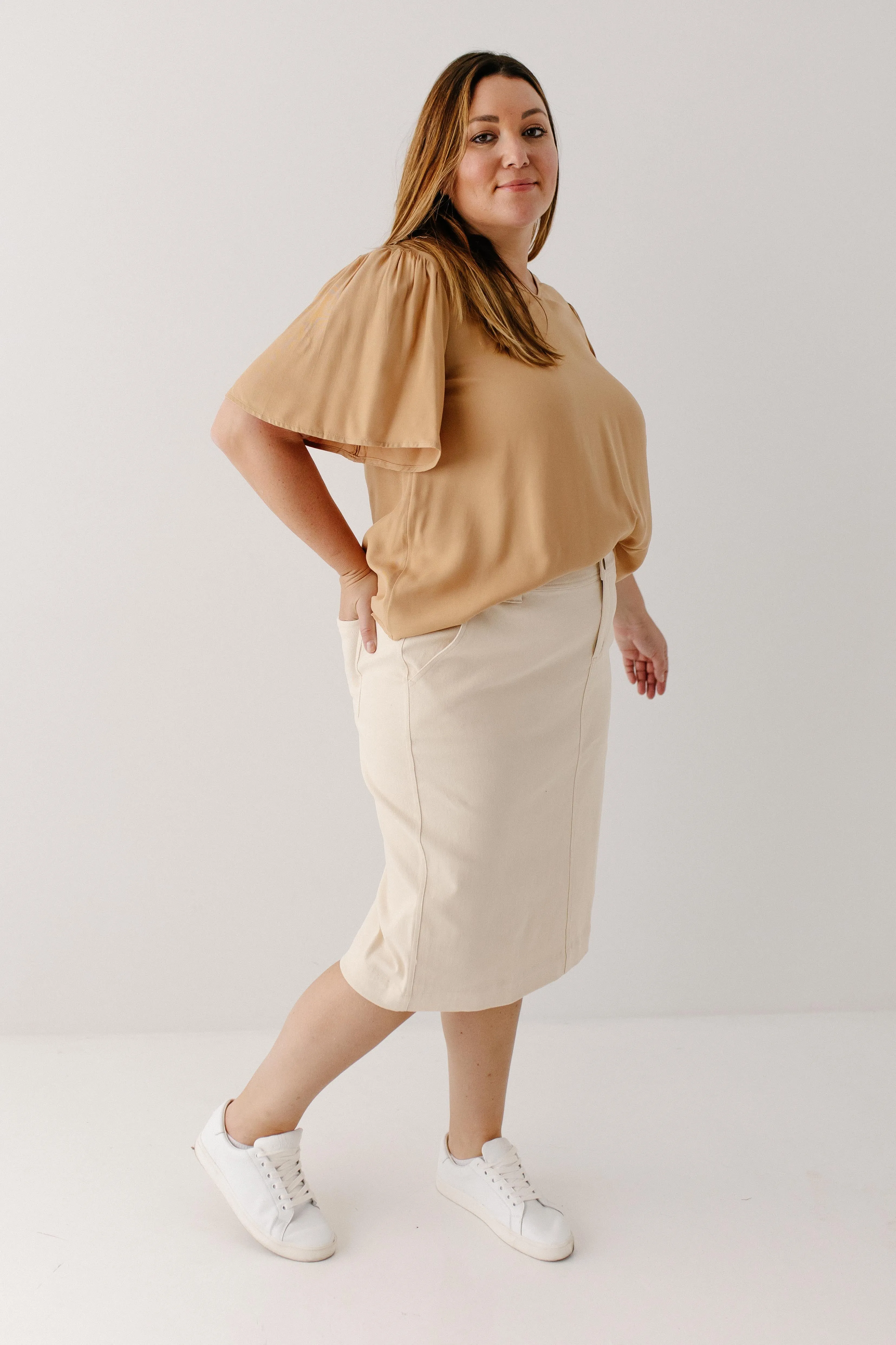 'Adrian' Classic Denim Midi Skirt