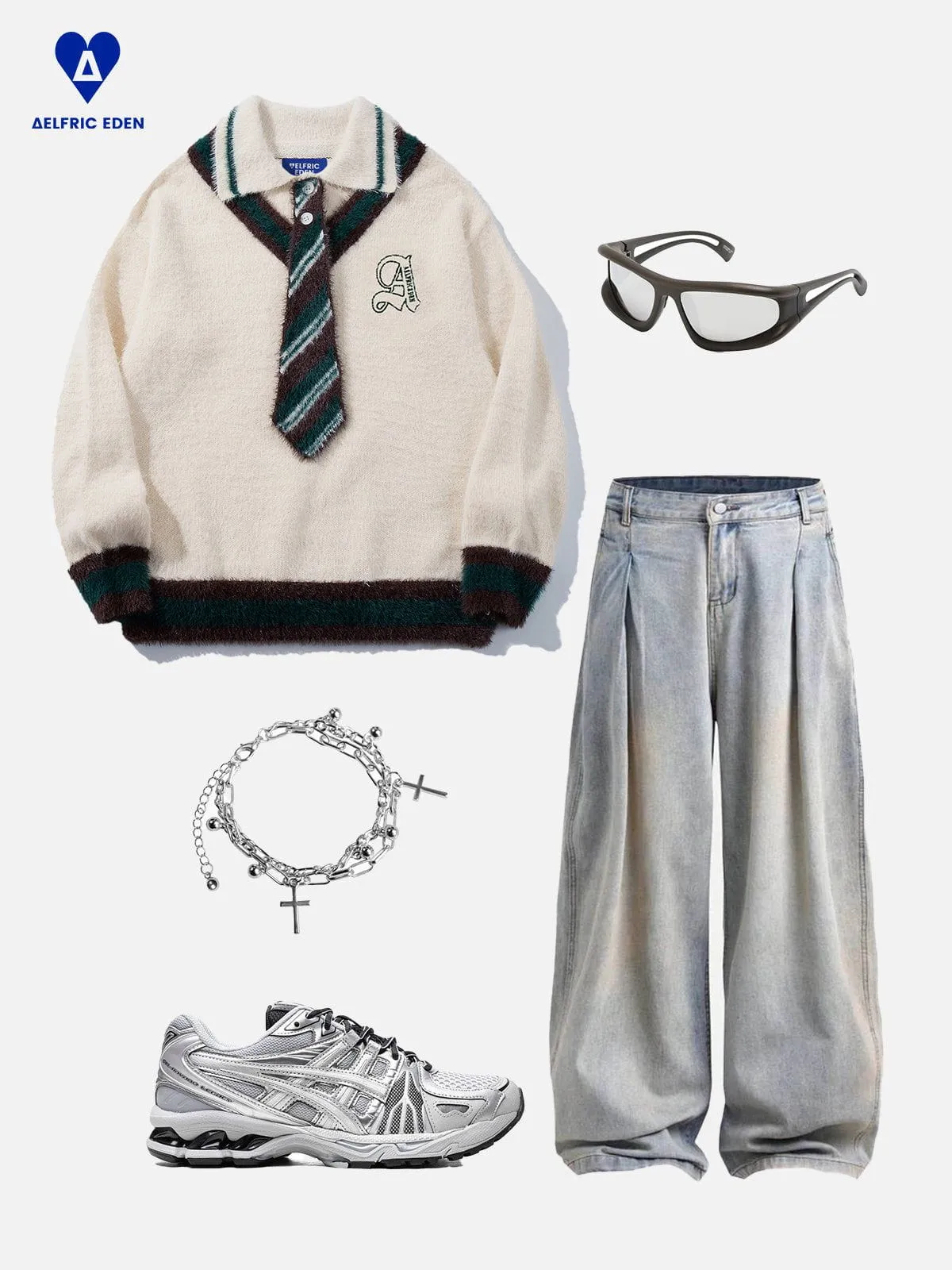 Aelfric Eden Stripe Tie Polo Sweater
