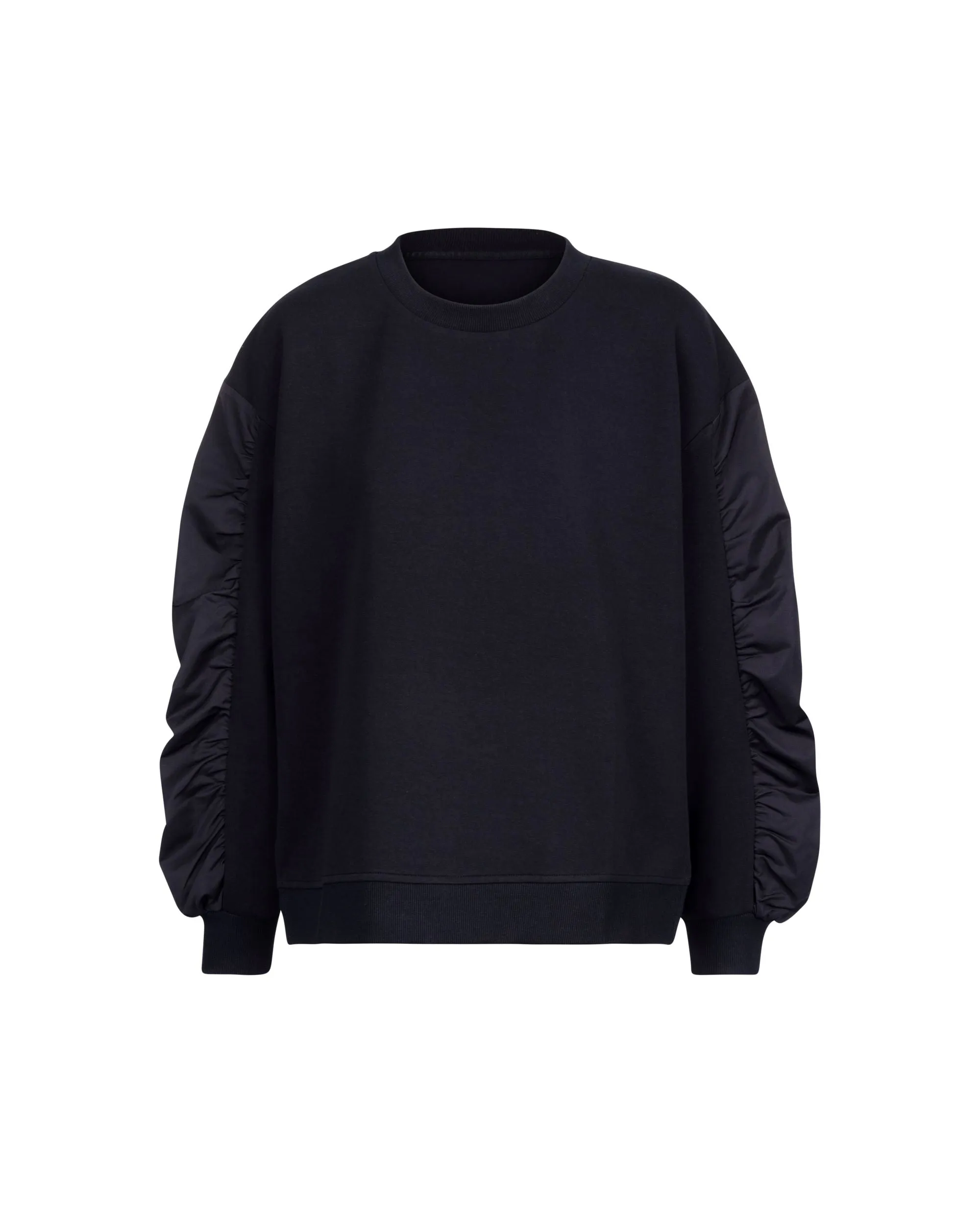 Air Compact Mix Nylon Gather Sleeve Sweatshirt
