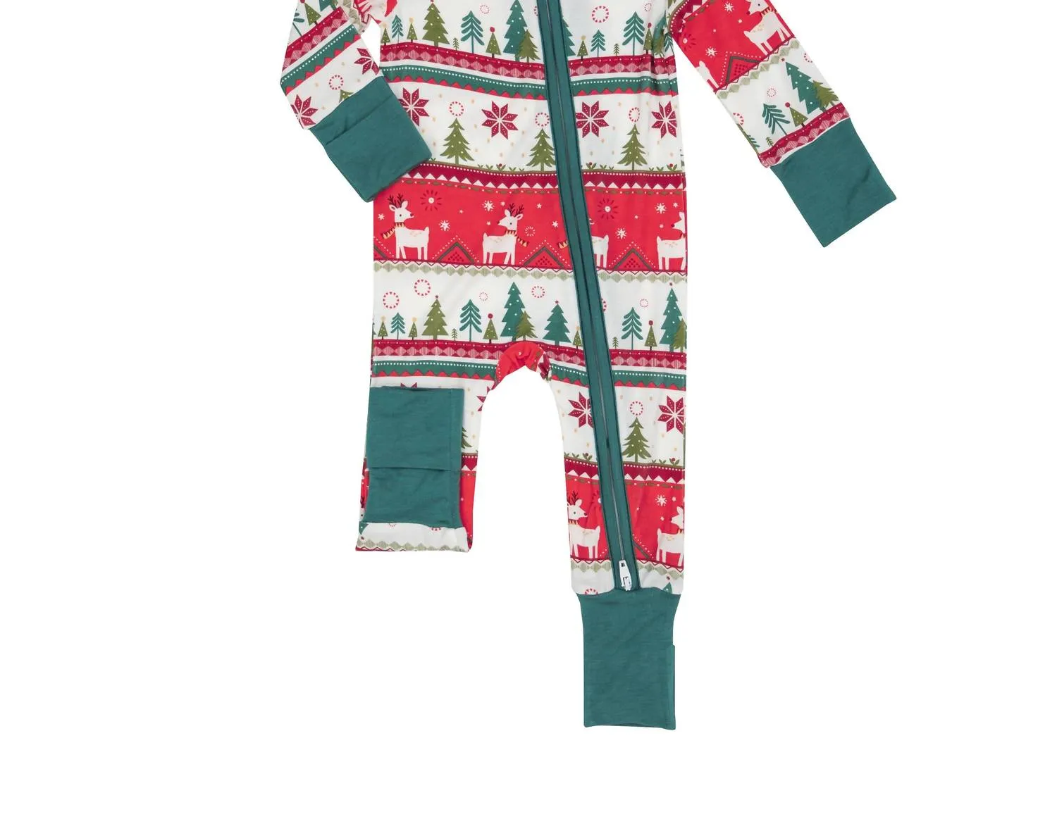 Angel Dear - Baby's Reindeer Fair Isle 2-Way Zipper Romper