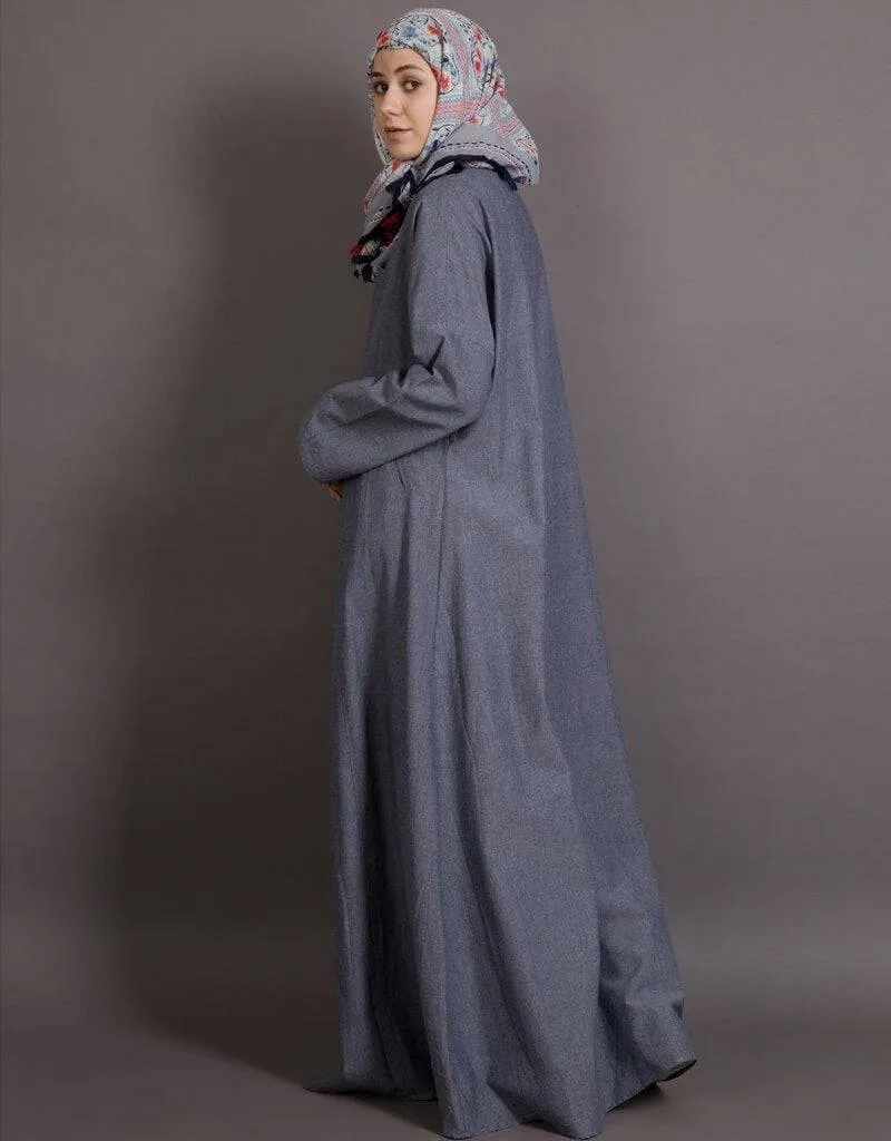 Arabic Executive Wrap Around Coat Abaya Blue