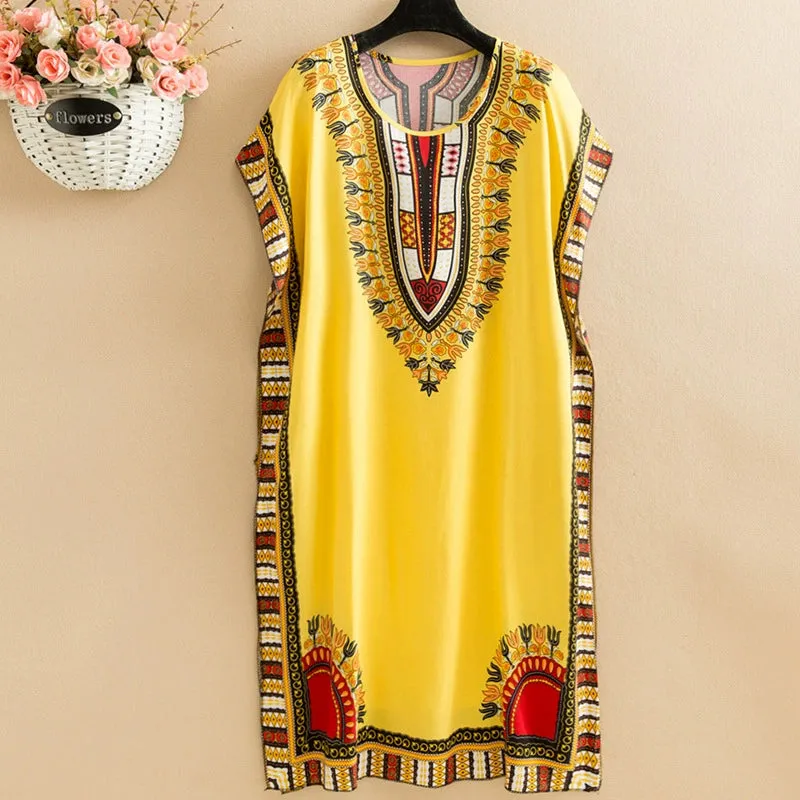 Artificial Cotton Nightdress Female Plus Size Middle-Aged and Elderly Summer plus Size Ladieswear Long Robe Loose Home Long Skirt Thin