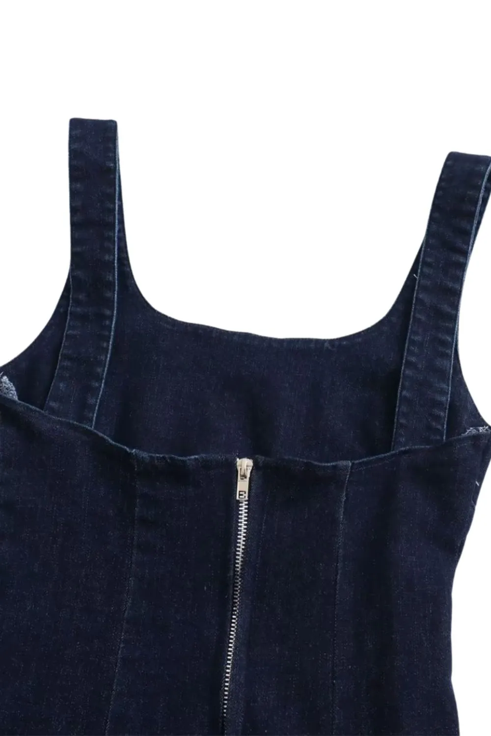 'Aurora'  Denim Spaghetti Straps Midi Dress