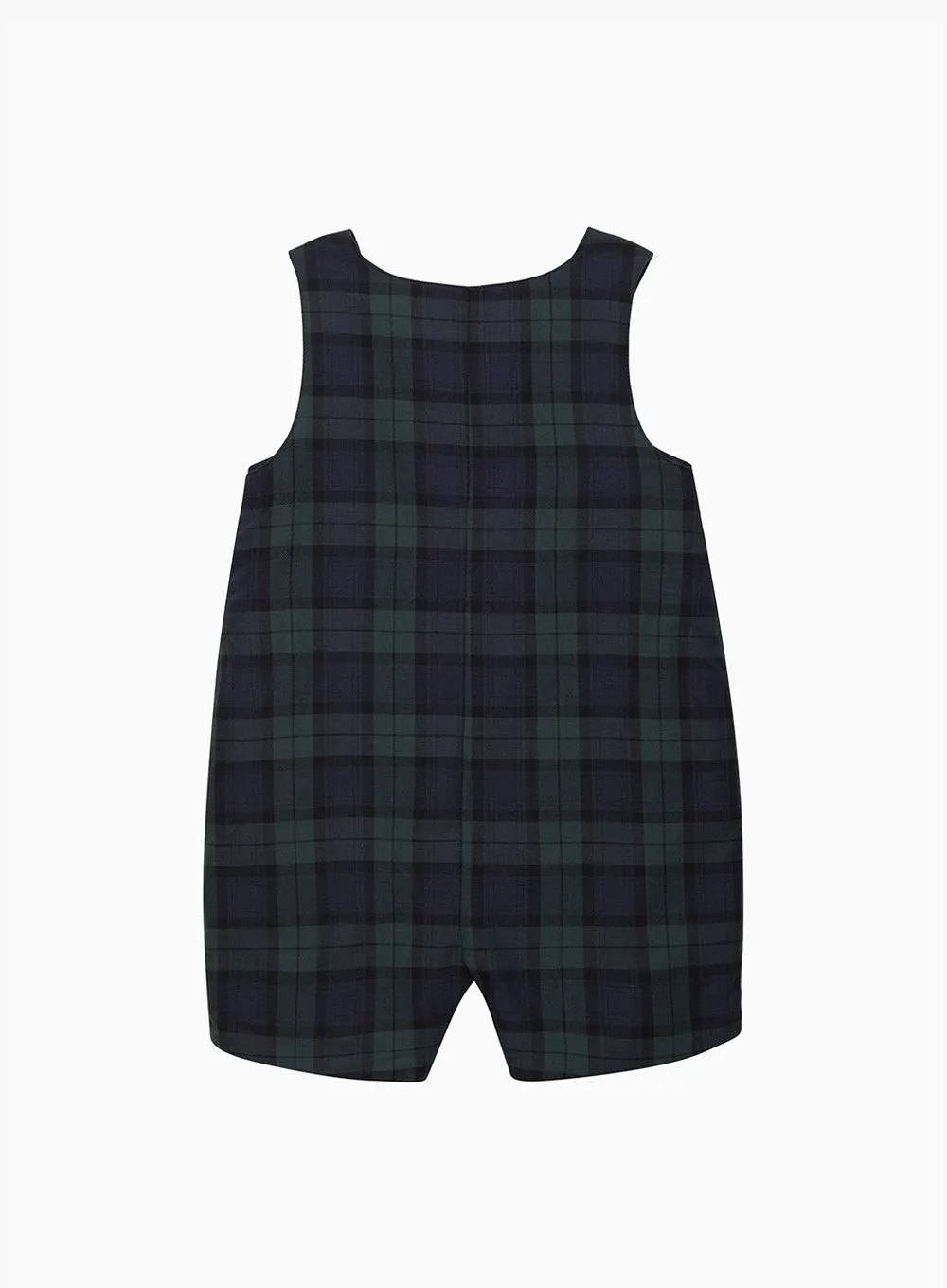 Baby Archie Smocked Romper in Navy Tartan