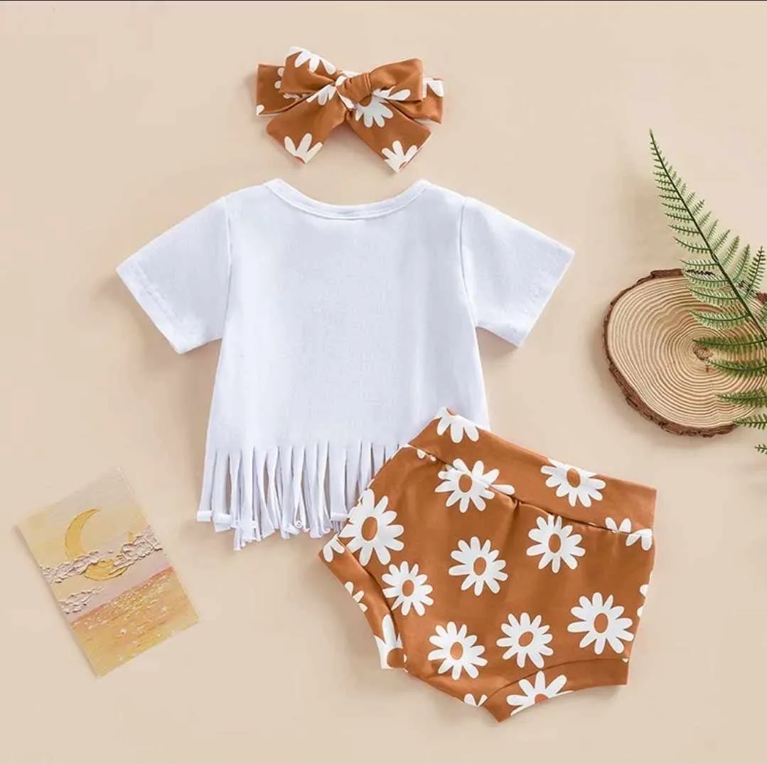 Baby Girls 2-Piece Burnt Orange Daddys Mini - Daisy Bummie