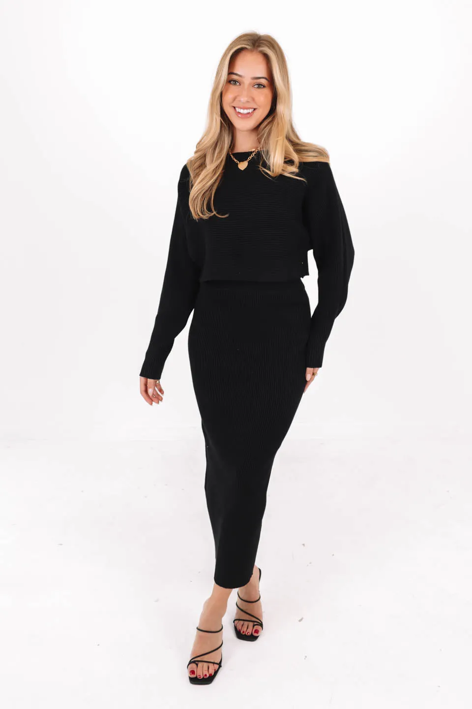 Back To Business Cropped Sweater - Black
