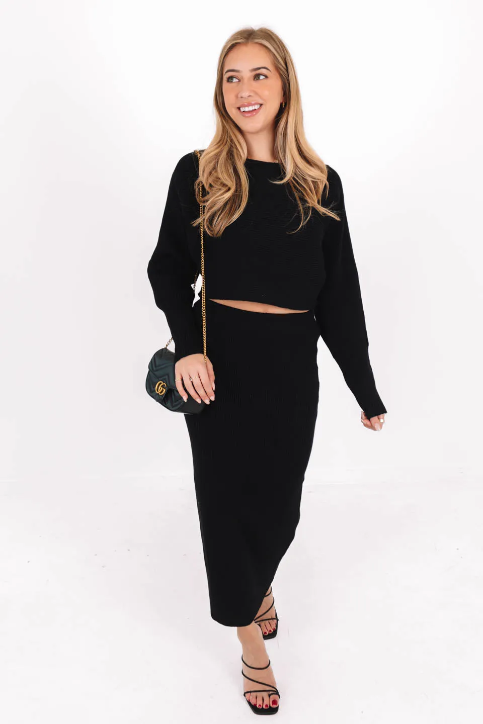 Back To Business Cropped Sweater - Black