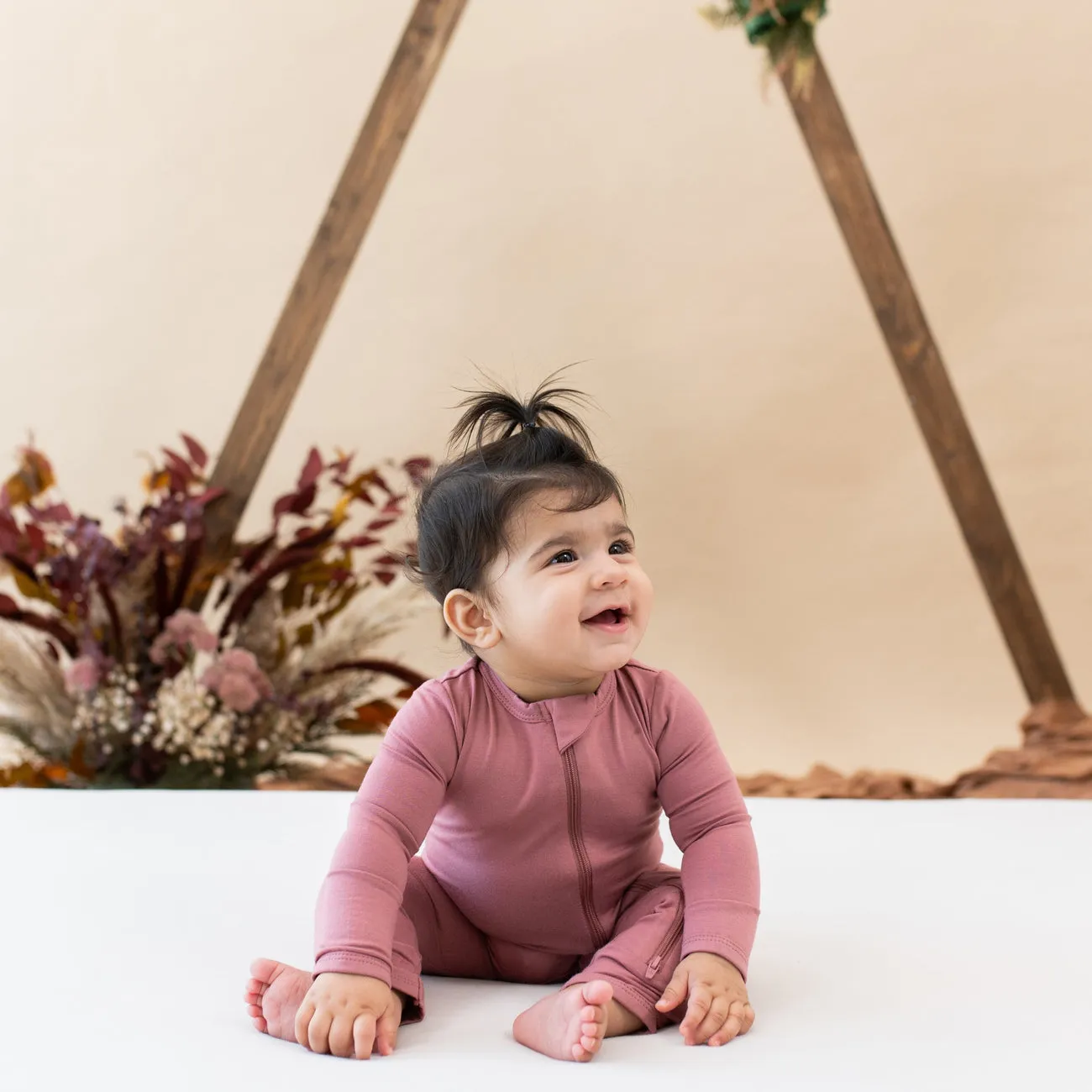 Bamboo Zippered Romper | Dusty Rose