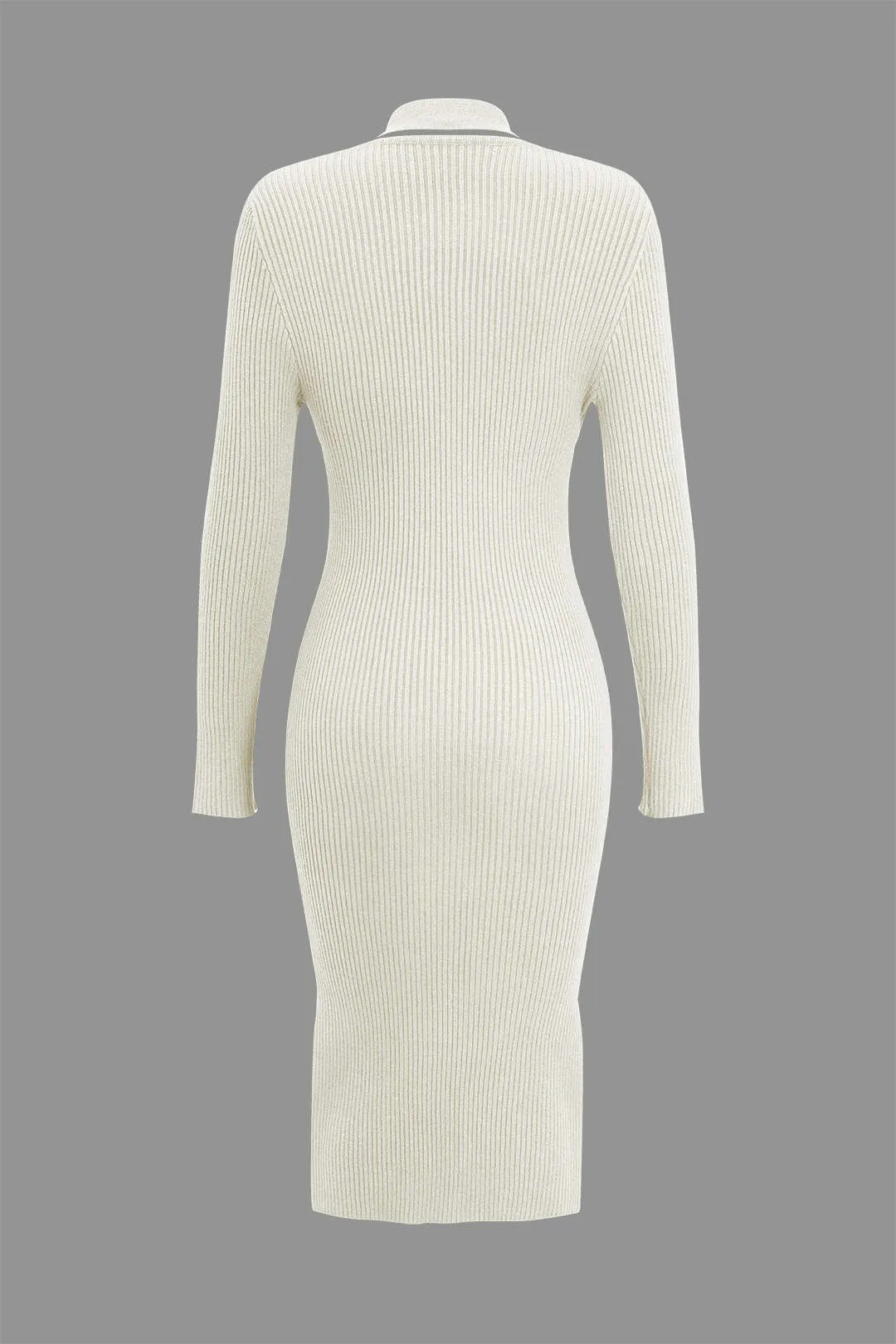 Basic Solid Crossed Long Sleeve Sweater Midi Dress