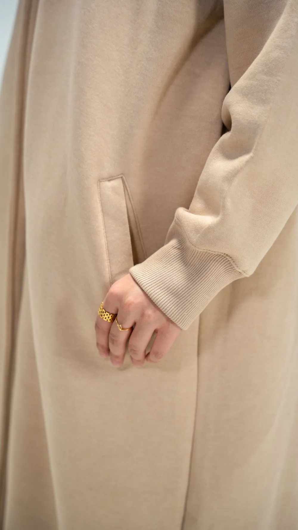 Beige Trench Hoodie Abaya