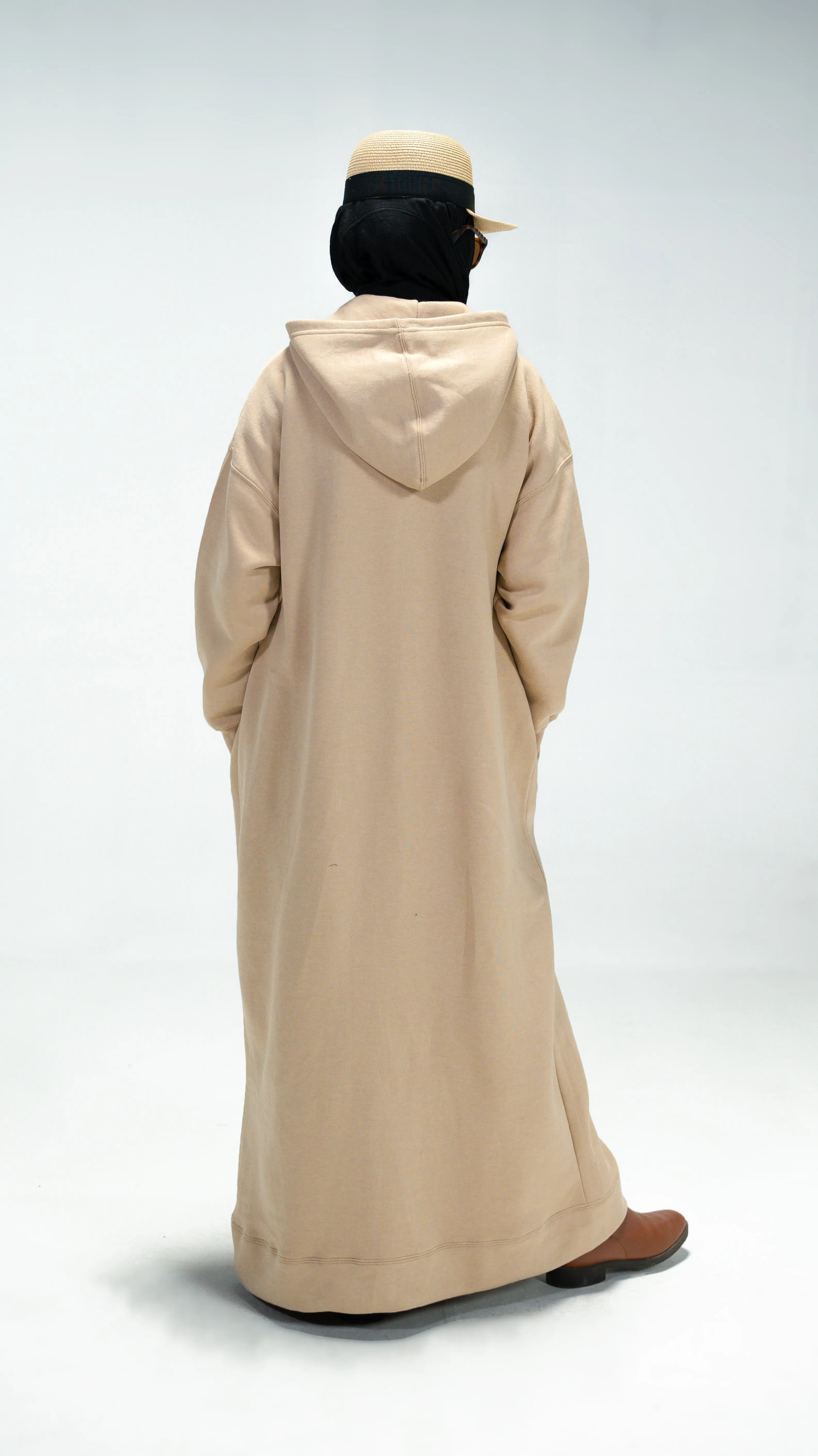 Beige Trench Hoodie Abaya