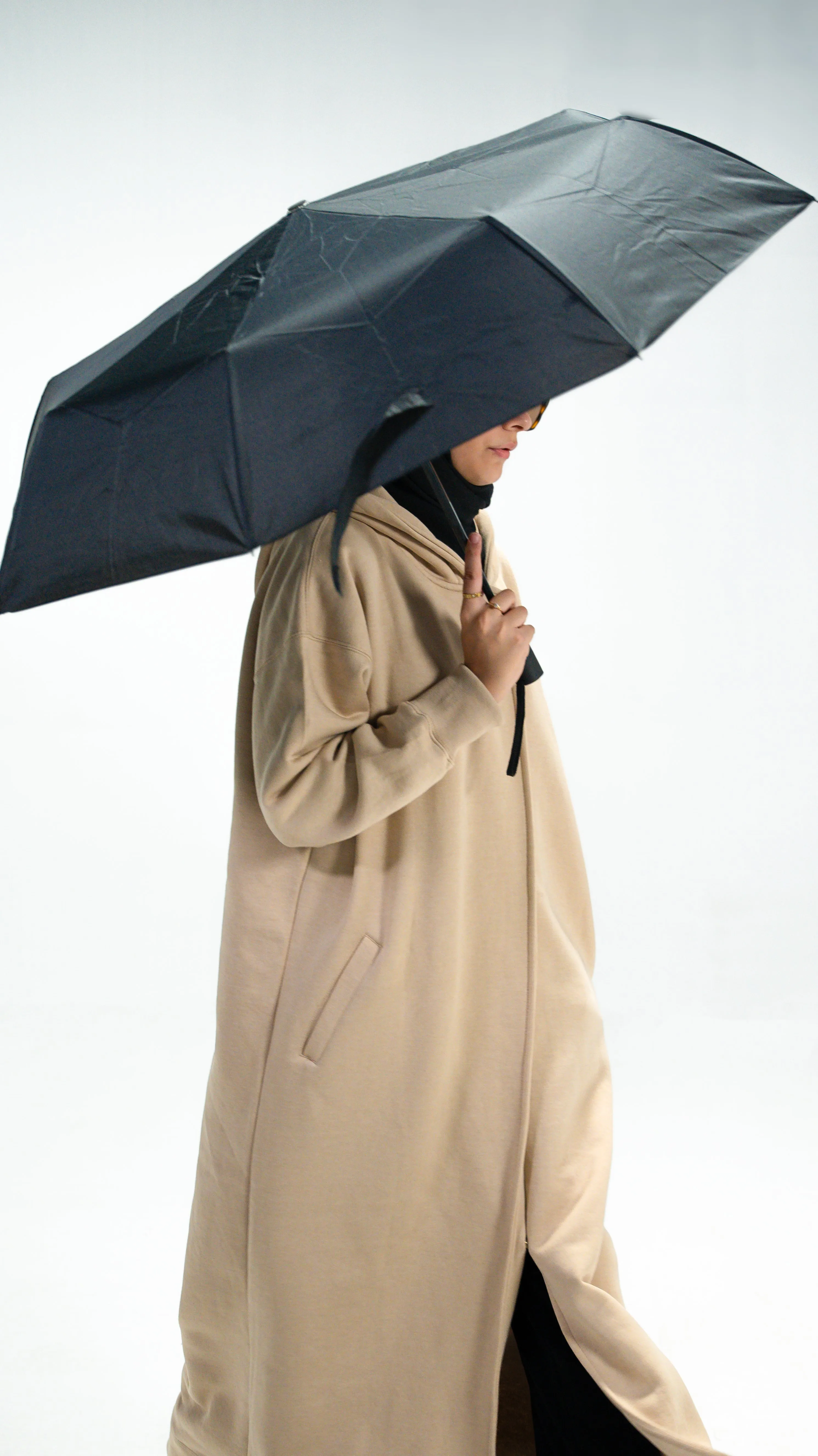 Beige Trench Hoodie Abaya