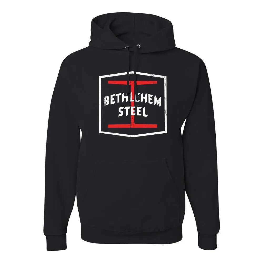 Bethlehem Steel Distressed Pullover Hoodie | Bethlehem Steel Black Pull Over Hoodie