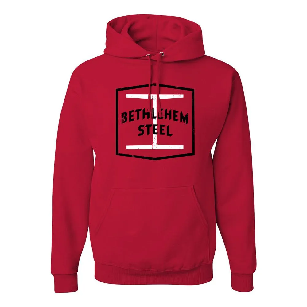 Bethlehem Steel Distressed Pullover Hoodie | Bethlehem Steel Red Pull Over Hoodie