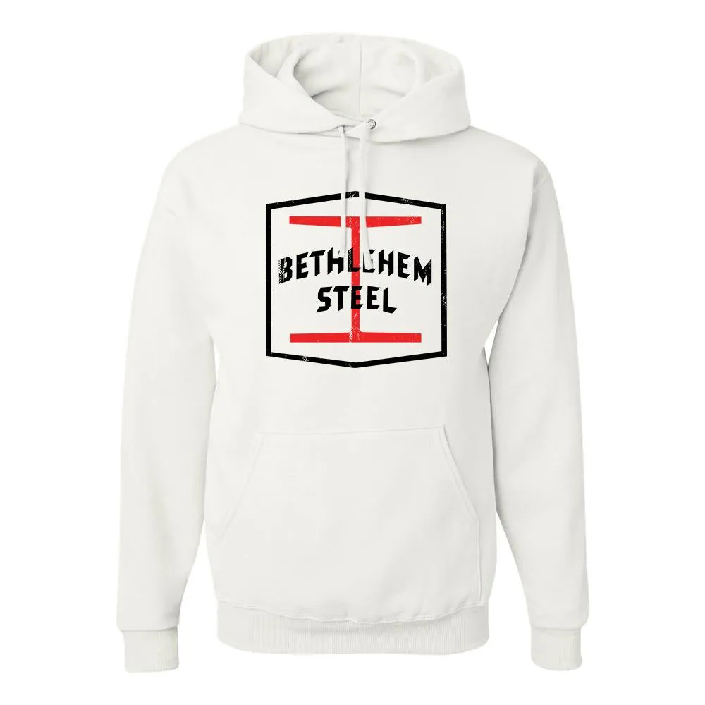 Bethlehem Steel Distressed Pullover Hoodie | Bethlehem Steel White Pull Over Hoodie