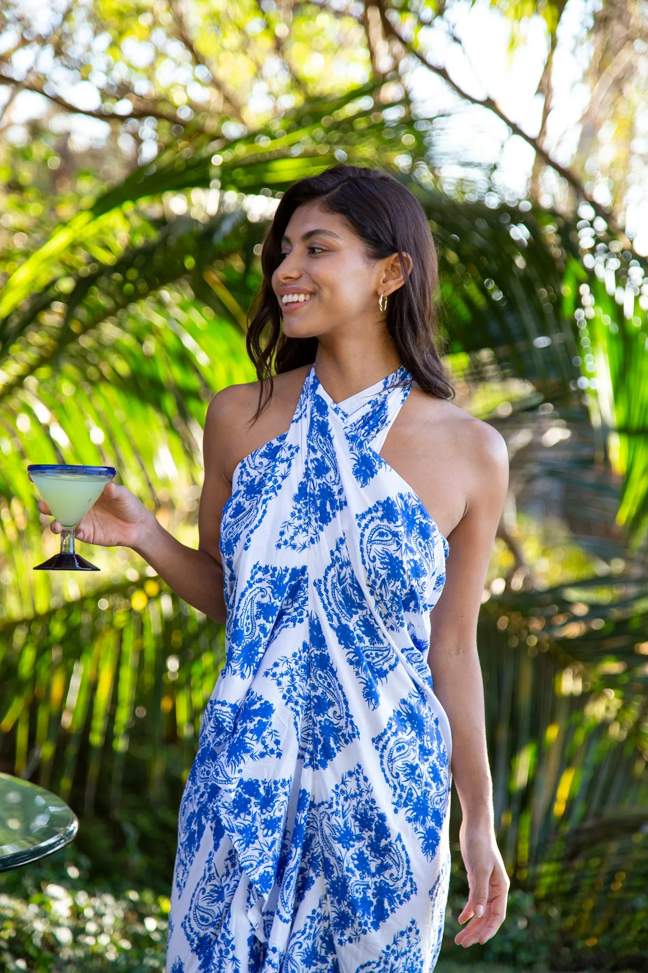 Brianna Wrap Skirt Dress in Premium St Johns Blue Diamond
