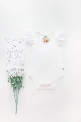 Broderie Anglaise Flutter Romper - White - 0000 to 2yrs