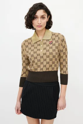 Brown & Gold Monogram Polo Sweater