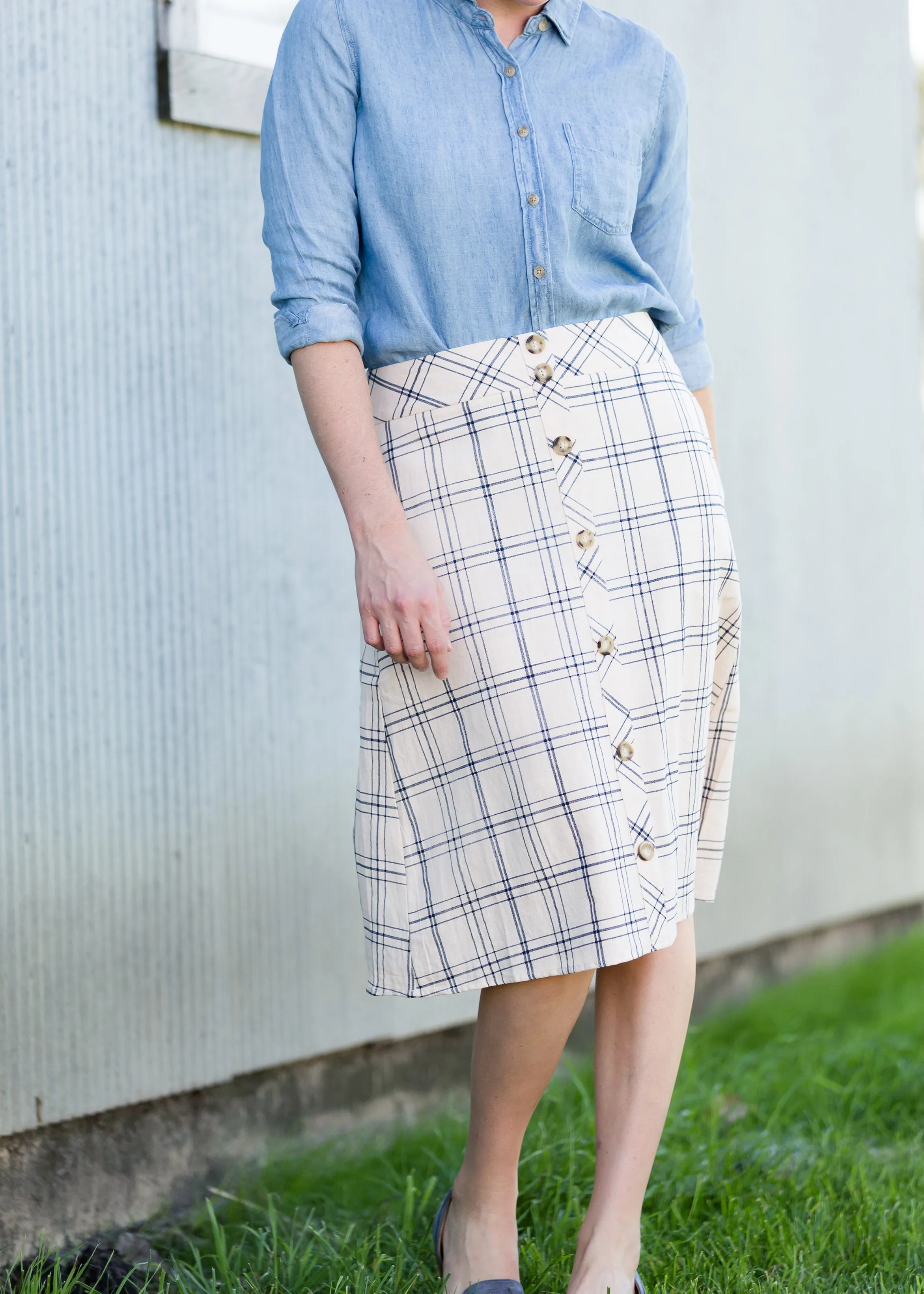 Button Front Feminine Midi Skirt - FINAL SALE
