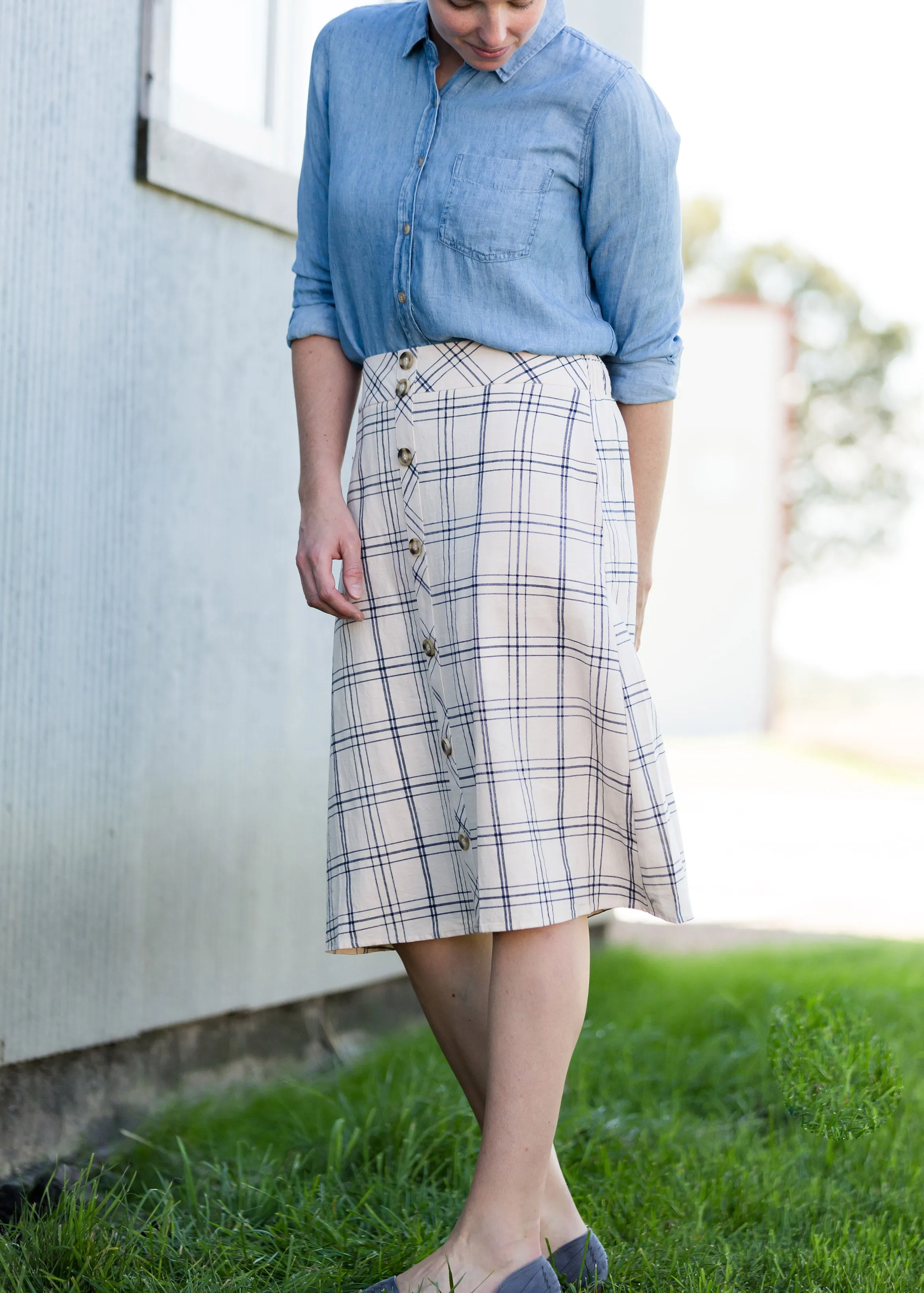 Button Front Feminine Midi Skirt - FINAL SALE