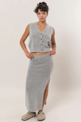 Button Front Vest And Skirt Set