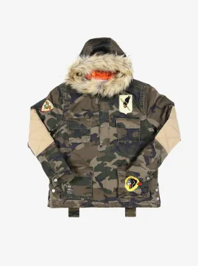 Camo Pullover Fur Hooded Jacket