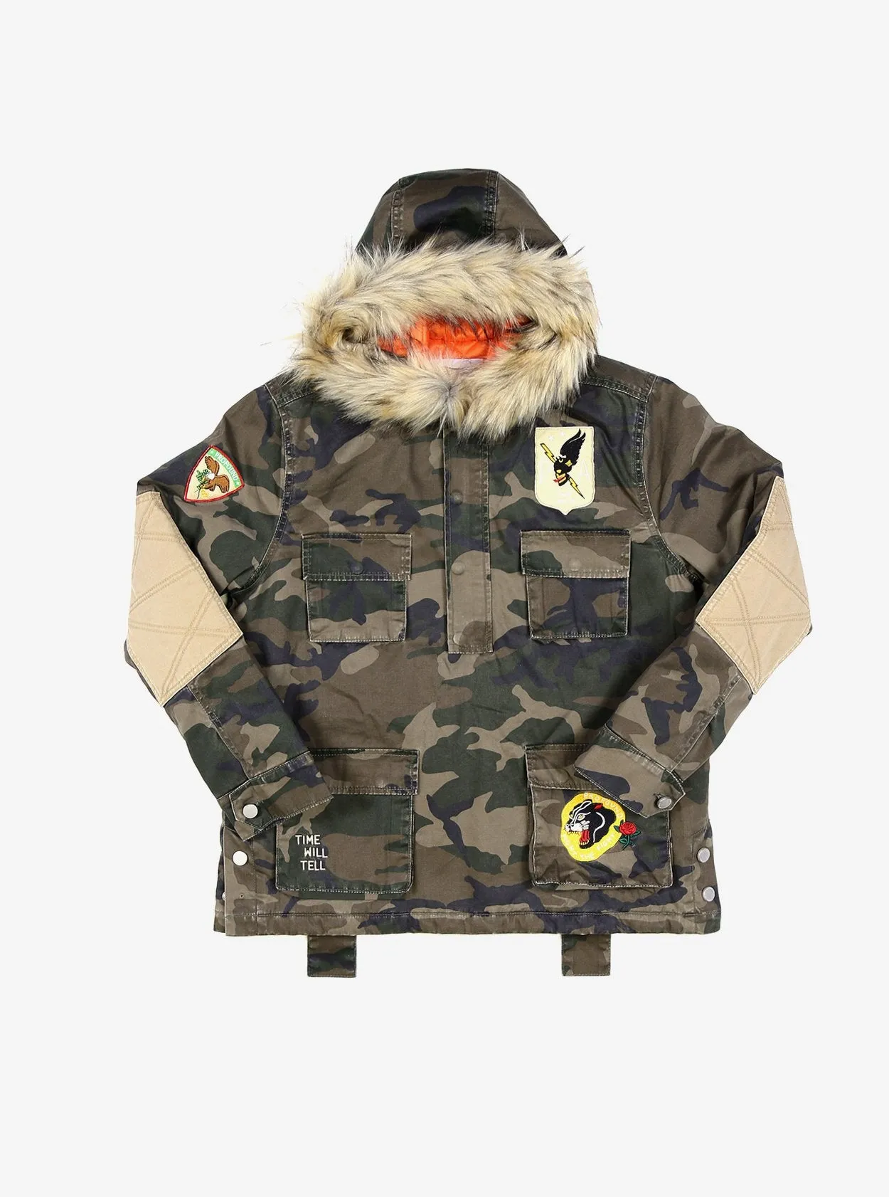Camo Pullover Fur Hooded Jacket