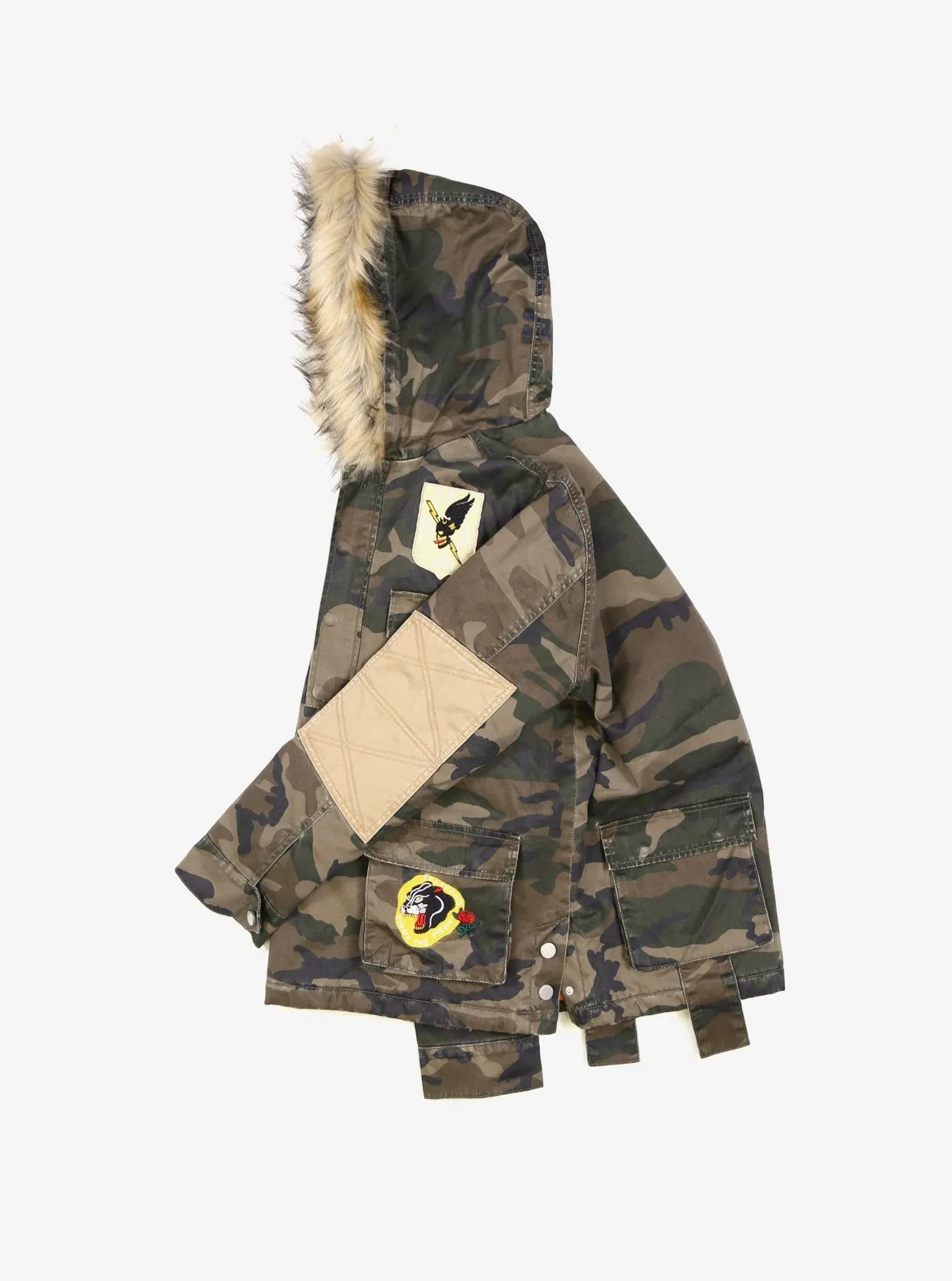 Camo Pullover Fur Hooded Jacket