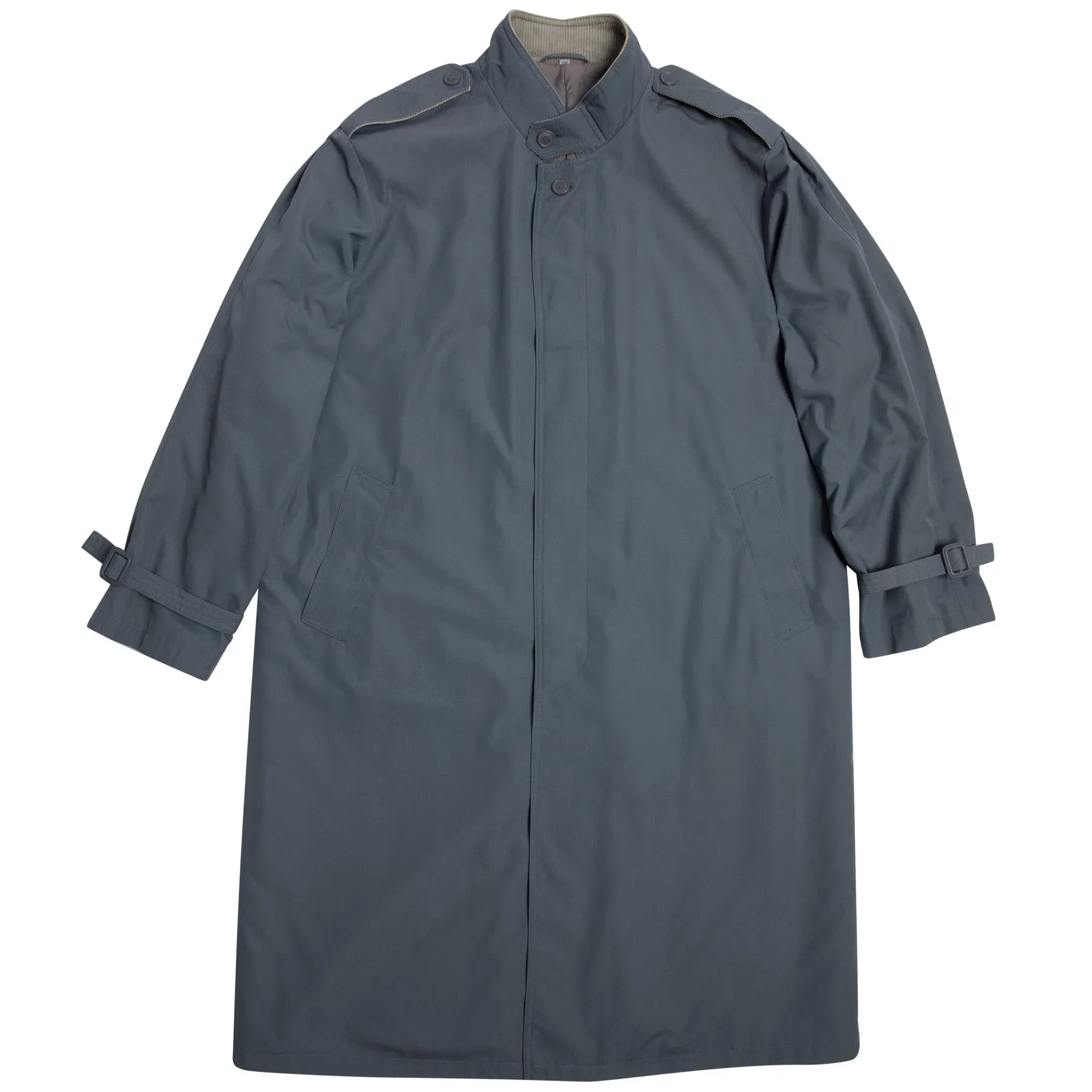 Canvas Weave Corduroy Trim Trench Coat