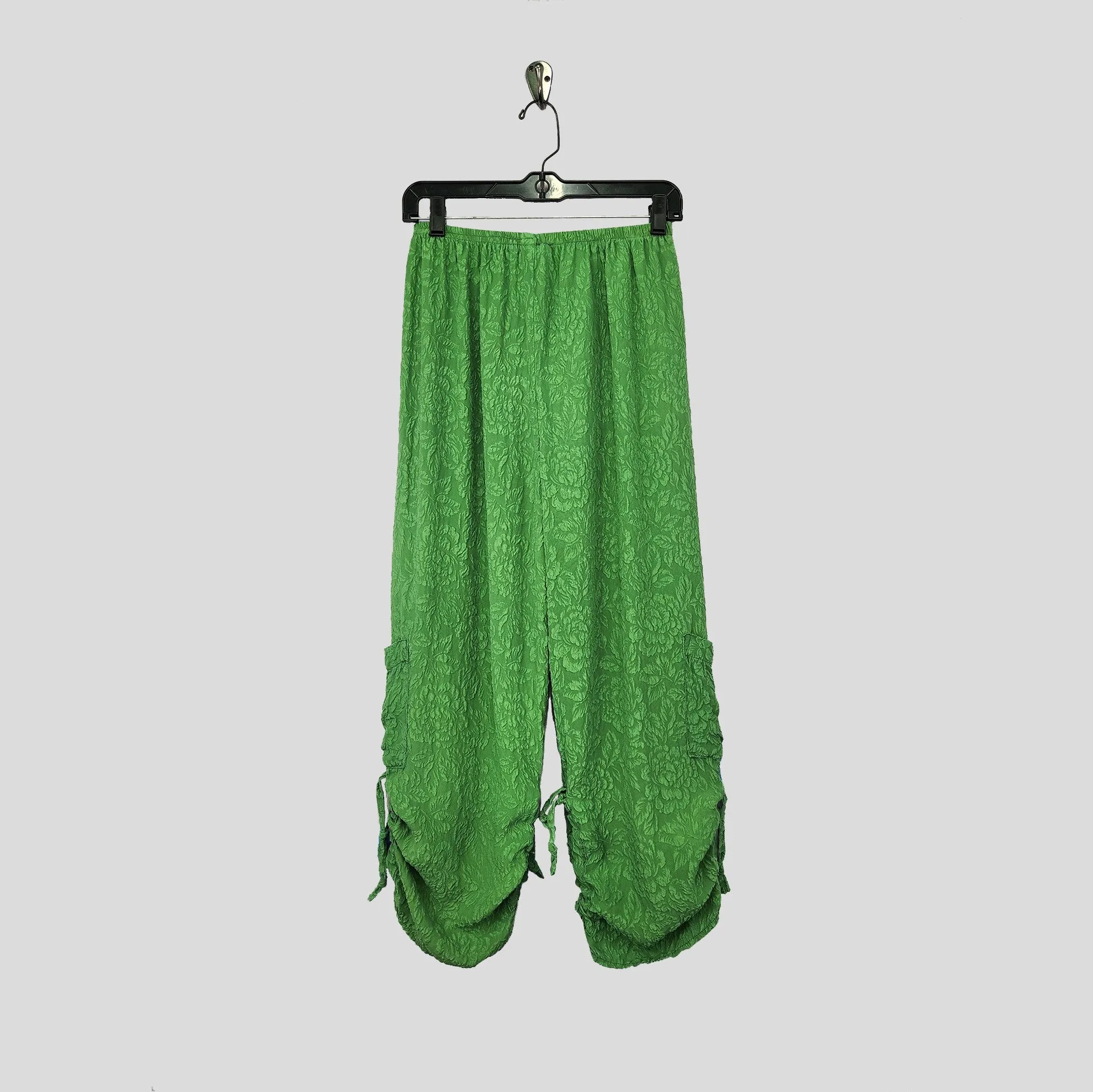 Cargo Pants in Phoebe Green Textured Silk