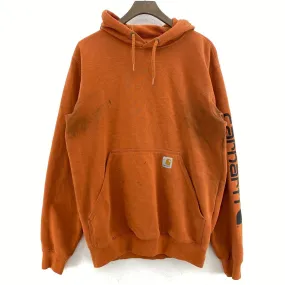 Carhartt Logo Spell Out Vintage Orange Hoodie Original Fit Size S