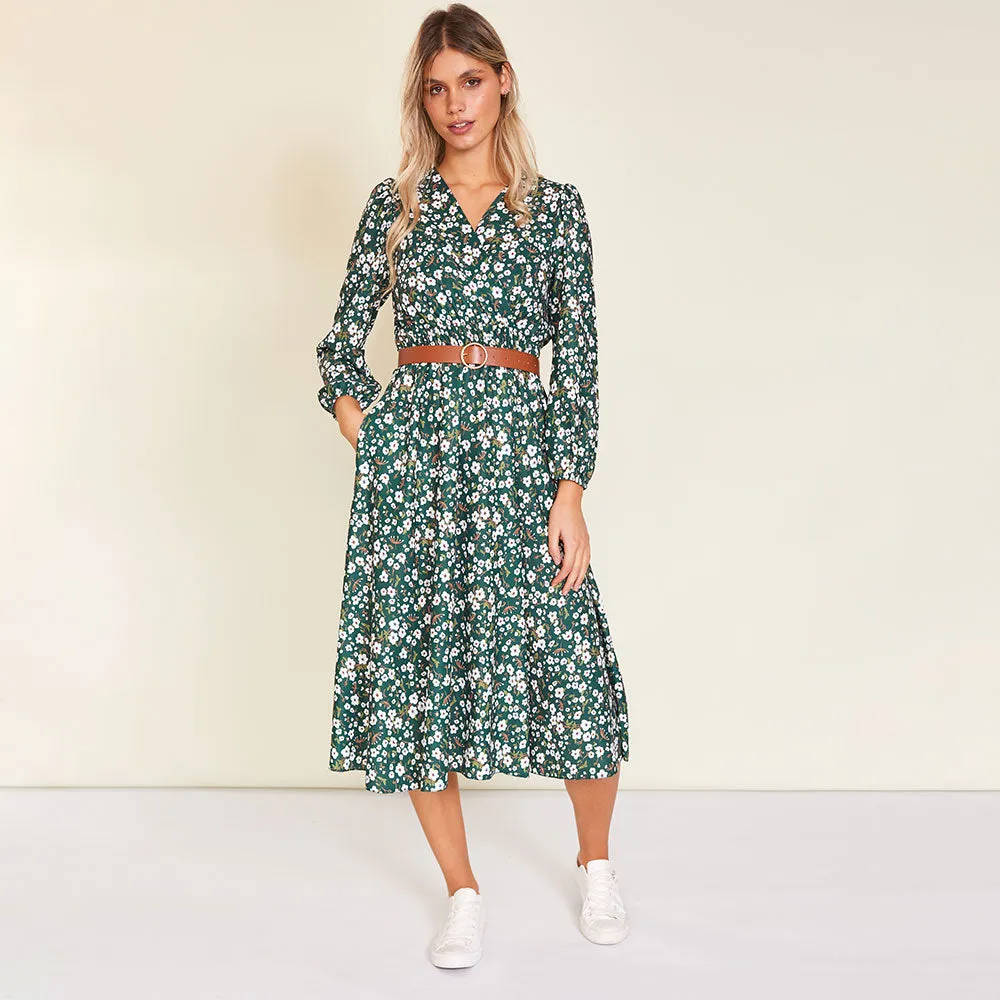 Carrie Dress (Floral Green)