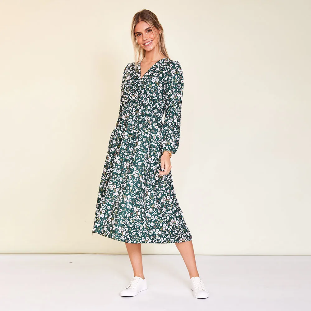 Carrie Dress (Floral Green)