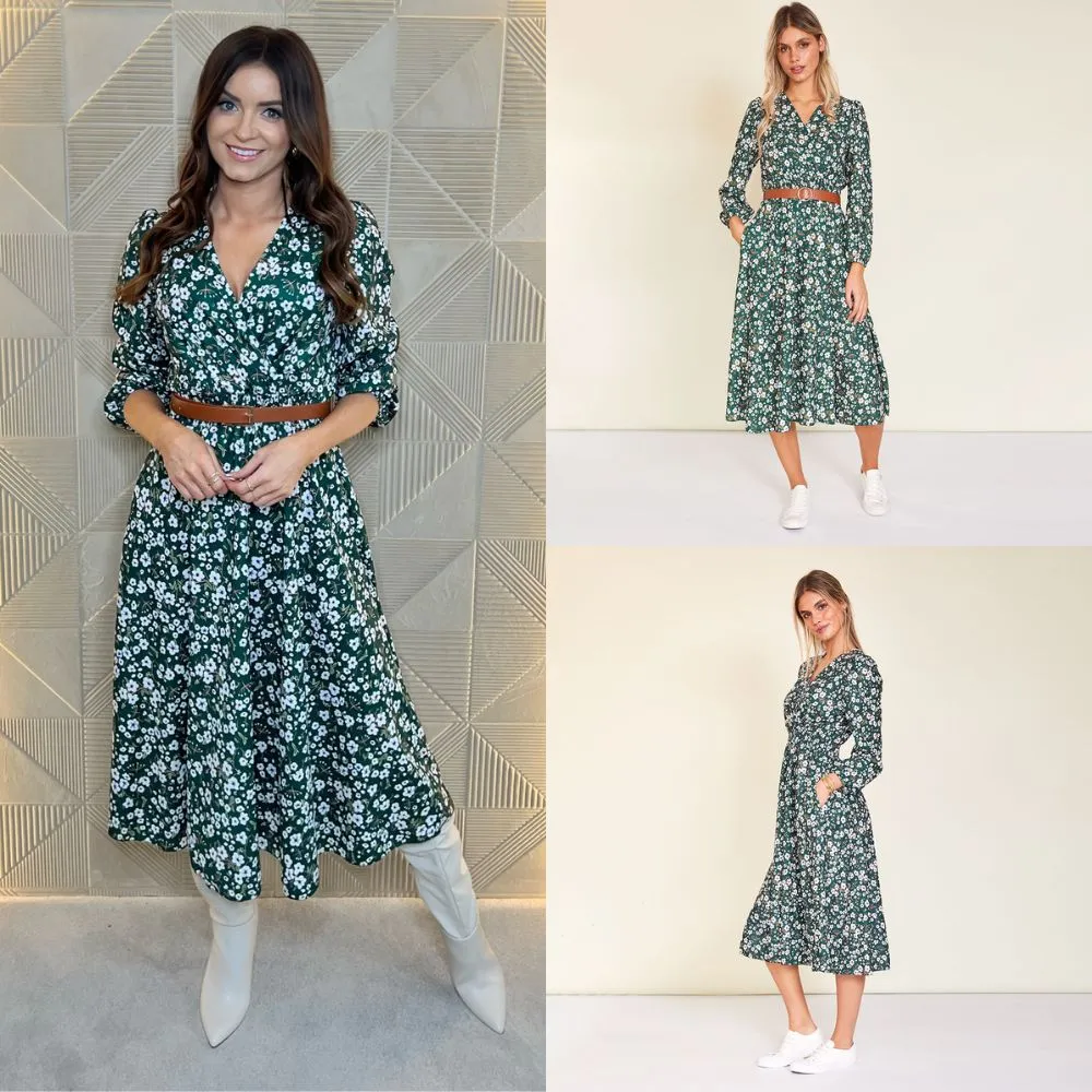 Carrie Dress (Floral Green)