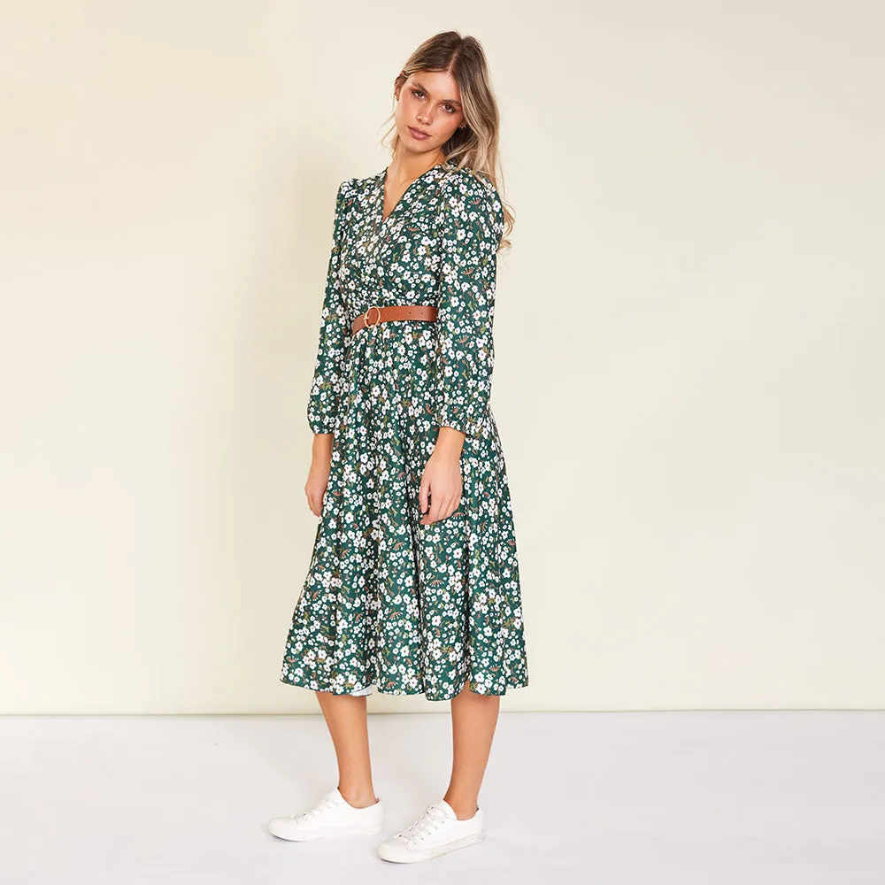 Carrie Dress (Floral Green)