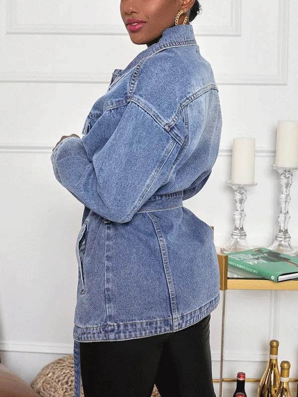 Casual Denim Trench Coat