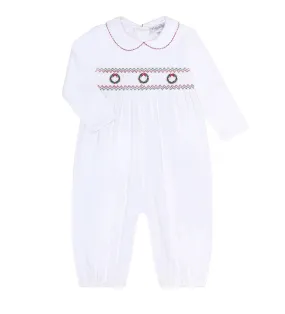 Christmas Wreath Smocked Romper
