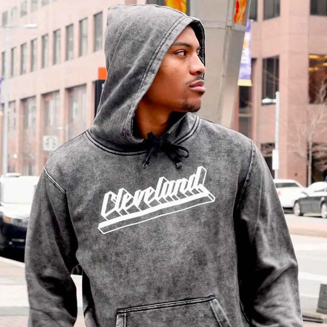 Cleveland Rock Script - Mineral Wash Unisex Pullover Hoodie
