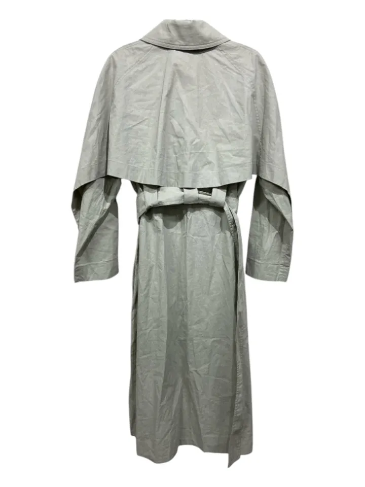COS Size 6 Green Gray Linen Trench Belted Button Collar Coat