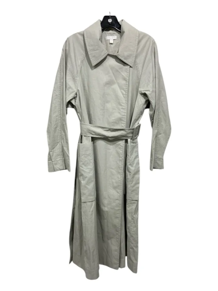 COS Size 6 Green Gray Linen Trench Belted Button Collar Coat