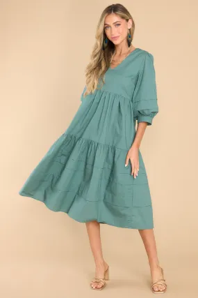 Cozy And Carefree Desert Sage Midi Dress